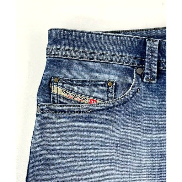 DIESEL THAVAR Denim Blue WASH 0848C Slim Skinny Jeans Mens Size 33x34 Distressed - Picture 4 of 14